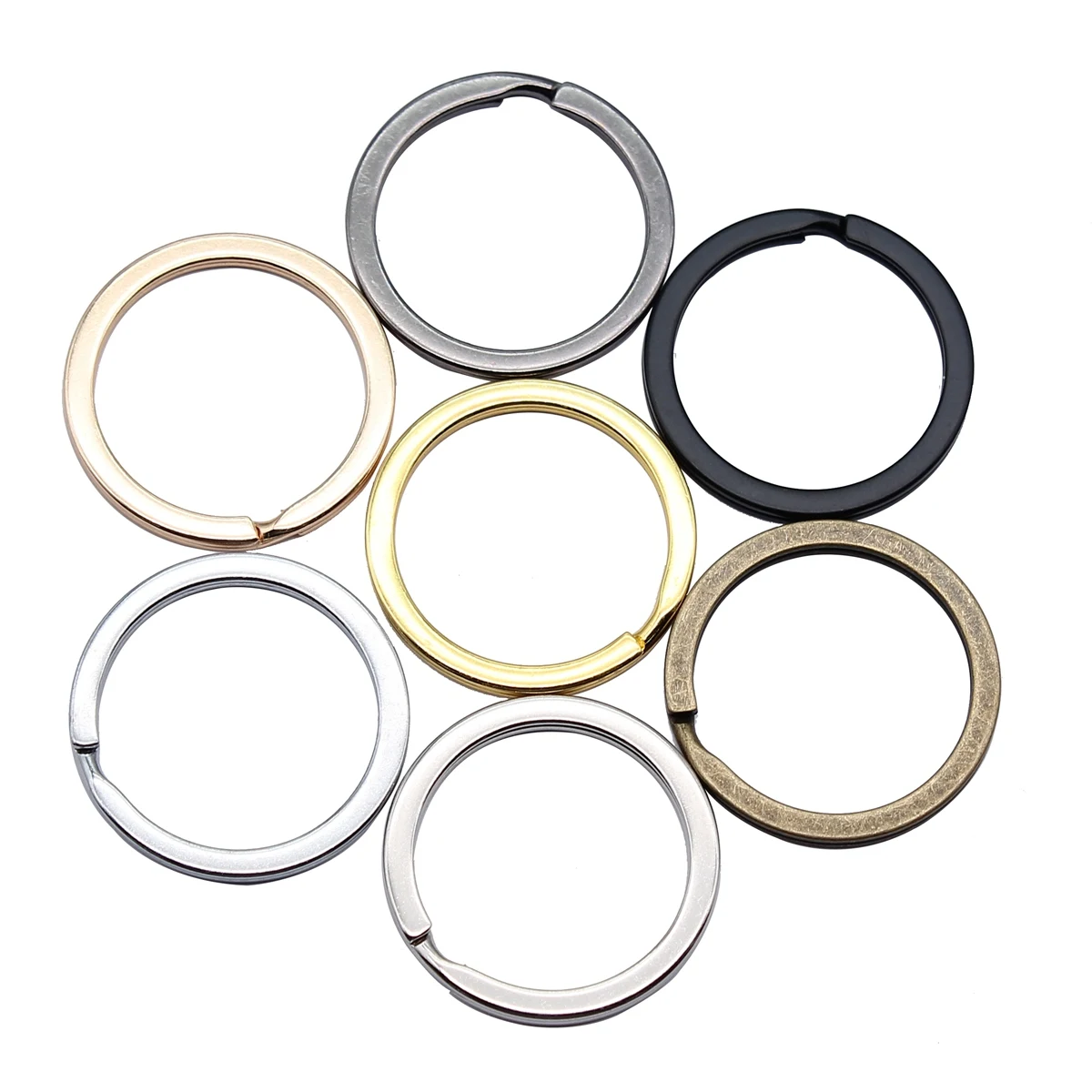 WYSIWYG 10pcs 7 Colors 25mm/28mm/30mm Flat Keyring Keychain Jewelry Findings Jewelry Accessories For DIY Jewelry Making