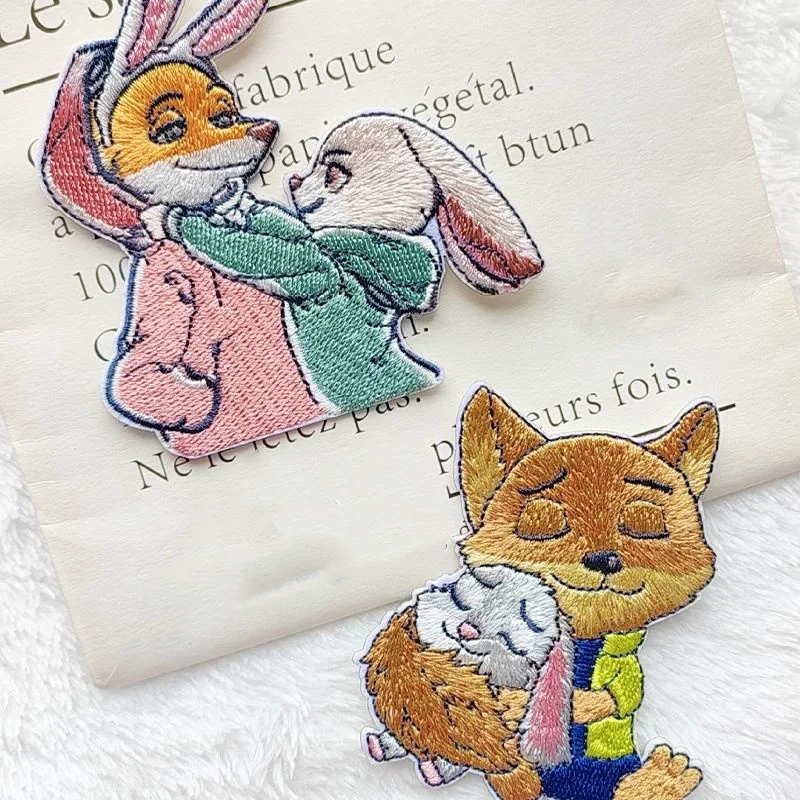 Pano lavável adesivos para reparação de roupas e decoração, Disney Zootopia Judy Hopps, Nick Wide Cute Doll Shape, auto-adesivo