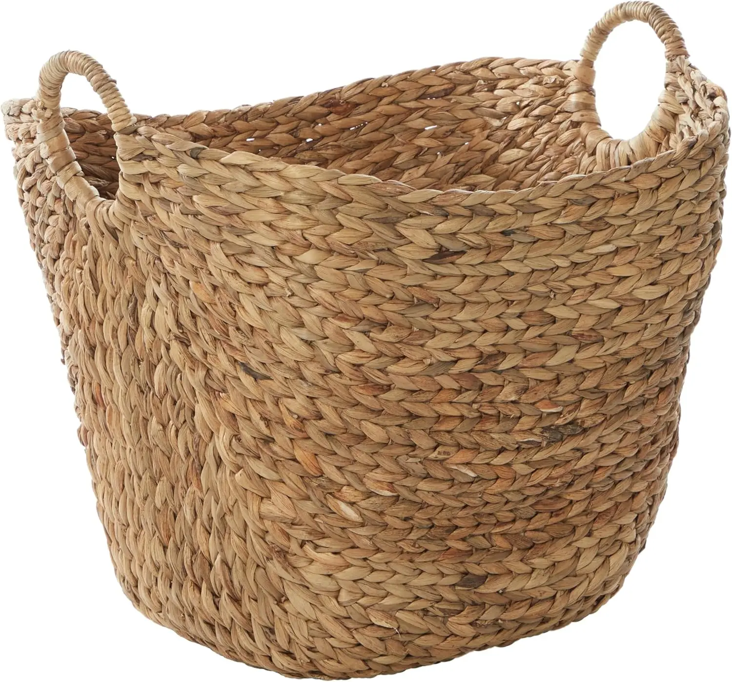 

Large Handmade Seagrass Storage Basket with Ring Handles, Brown, 20x18x19 Inches for Home Decor