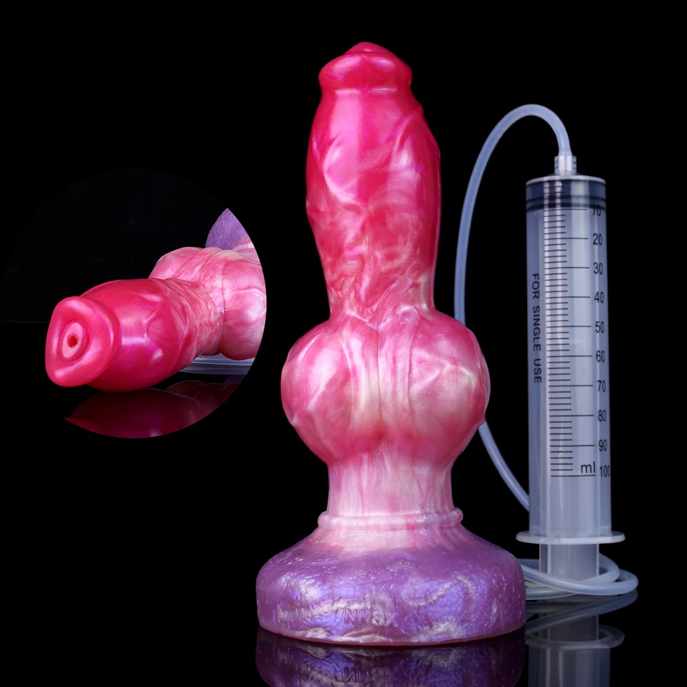 NNSX Monster Dildo de Fantasía con Función de Eyaculación, Dildos con Nudo Grande, Enorme Tapón Anal, Juguete de Eyaculación para el Punto G, Juguetes Sexuales para Mujeres y Hombres