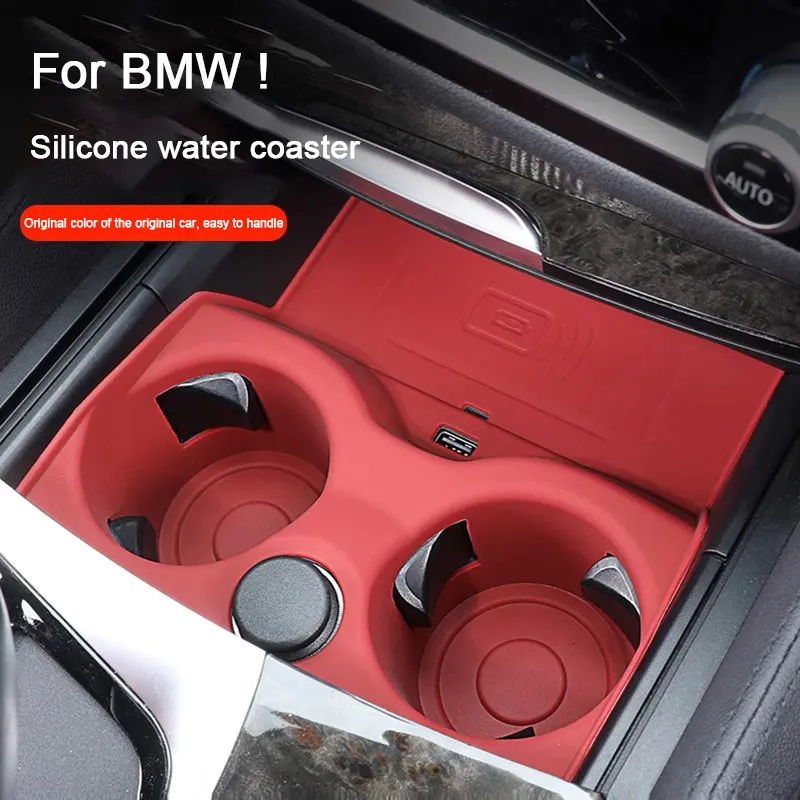 

For BMW 3 4 5 6GT X1 X3 X4 G20 G26 G30 F90 G32 U11 G01 G02 2020-2025 Silicone Central Control Wireless Charging Pad Drink Holder