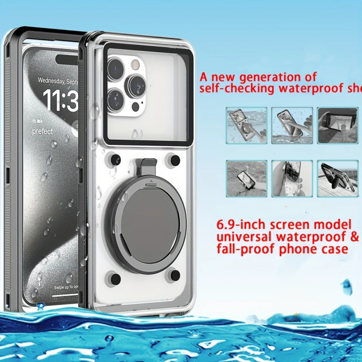 6.9-inch Premium Waterproof Phone Case - -Friendly, All-Brand Compatibility - Secure for Swimming, Shower, and Outdoor Adventure