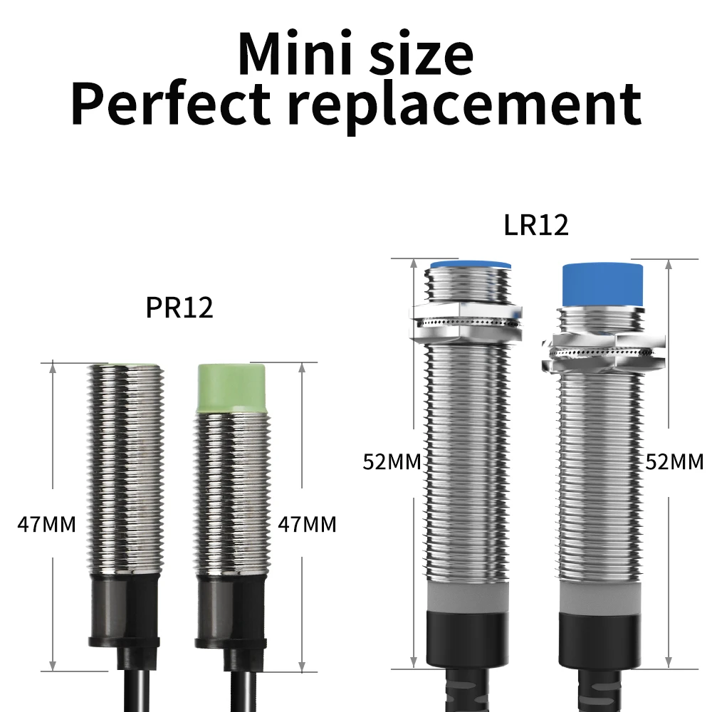 GTRIC PR12 Inductive Proximity Sensor PR12-4DN PR12-4DP M12 Short Type Proximity Switch 4MM Non-Flush 10-30V DC NPN PNP 2M Cable