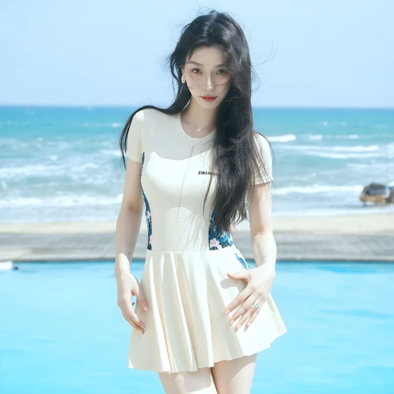 Swimsuit Women's One-piece Swimsuit New Cover Belly Slimming Conservative Hot Spring Swimming Pool Special Sports Swimsuit