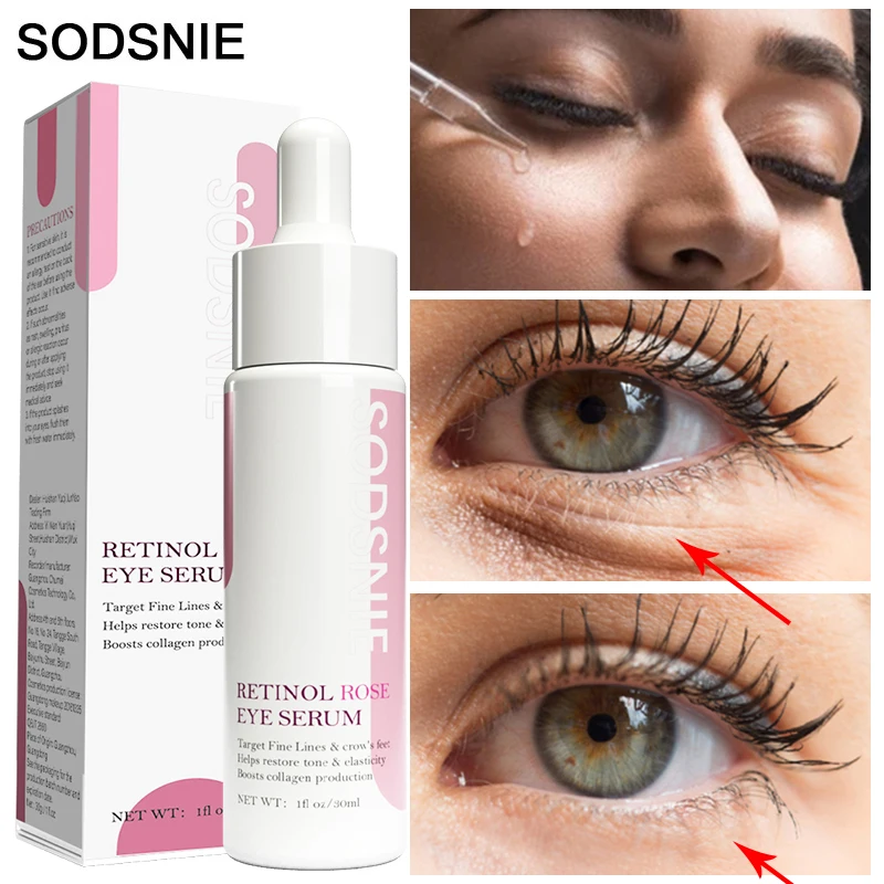 Retinol Eye Serum Anti-Aging Firming Moisturizing Remove Dark Circles Fat Particles Anti-Edema Brightening Eye Care 30ml