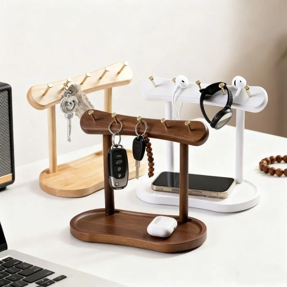 

Деревянная подставка для ключей, экологичная, вместительная, влагостойкая, экономит место, настольная полка для гостиной