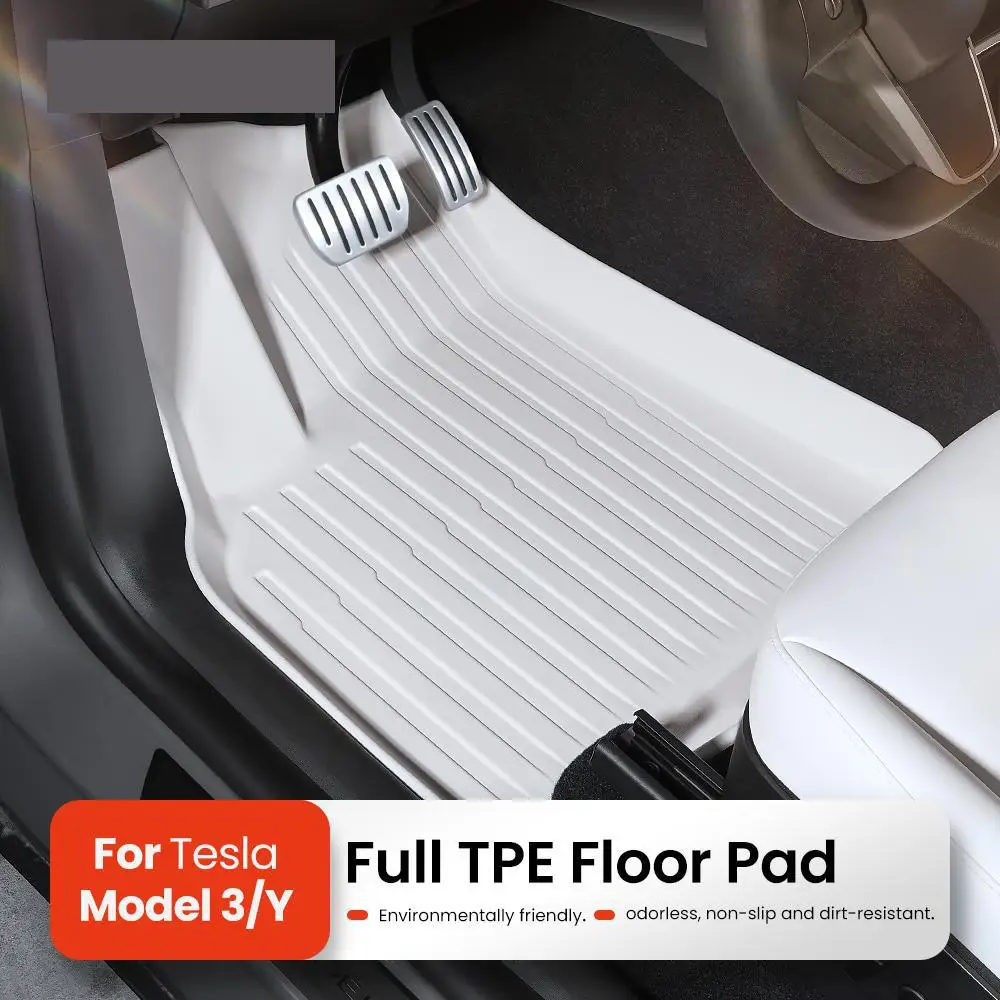 

Tesla Model Y 2019-2024 Model 3 Highland 2024 Floor TPE Mat Trunk White Luggage Mat Waterproof Non-Slip Carpet Floor Liner