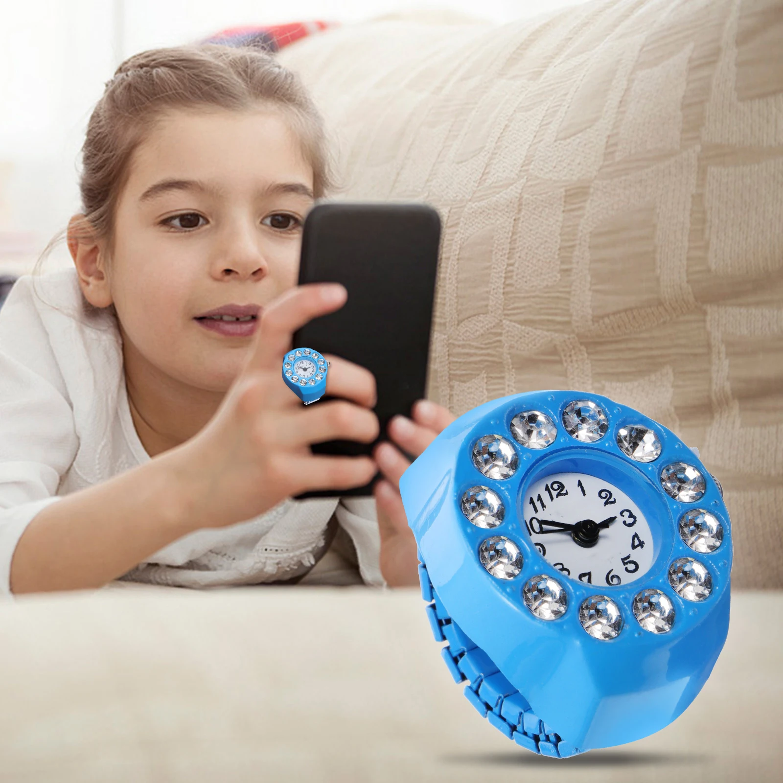 Fashion Finger Alloy Kids Mini Quartz Children Lightweight Comfortable Daily Wear Lovely Design For Girls, Ring Watch For Kids,