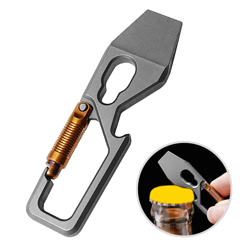 

Mini Pry Bar Keychain 60x15x4mm Titanium Alloy Multi Functional Portable Express Bottle Opener Camping Hiking Knives Tools