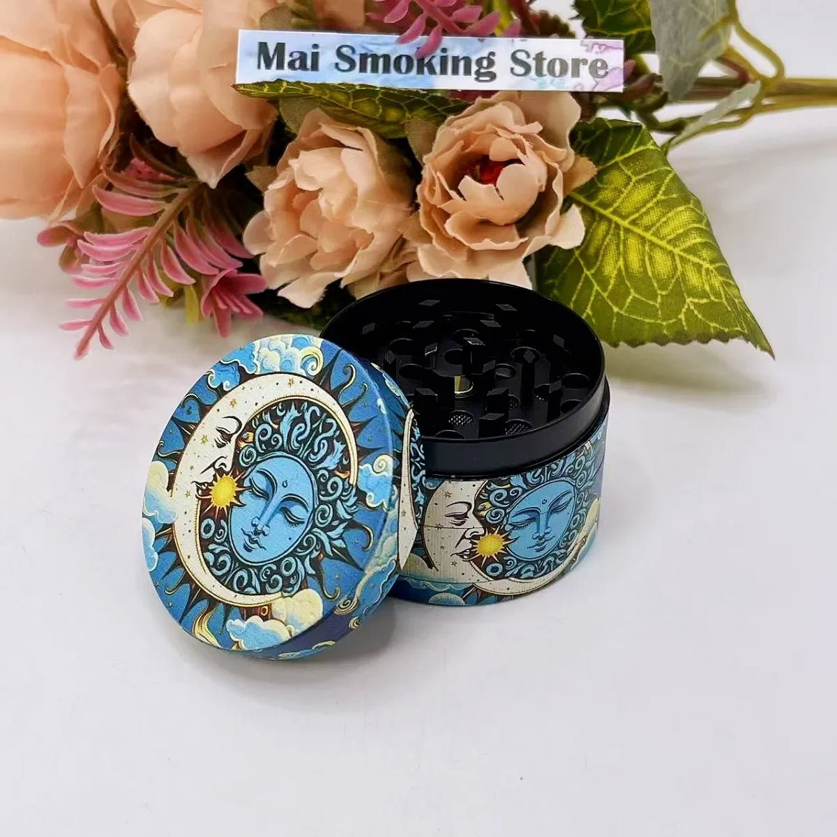 2/2.5inch Moon Sun Herb Grinder Metal 4-layer Manual Salt Spice Mill Pepper Mortar Tobacco Grass Grinder Smok Cigarette Tool