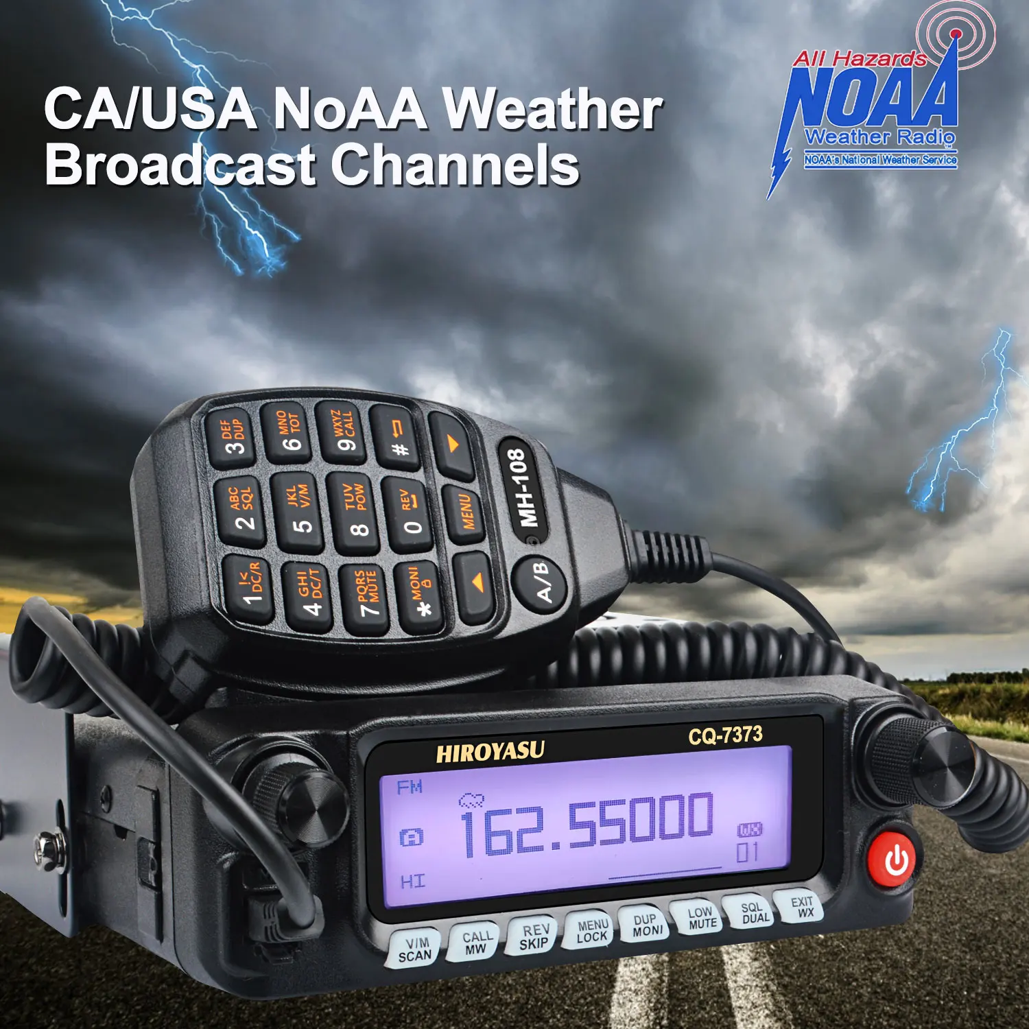 HIROYASU CQ-7373 VHF UHF ثنائي النطاق Tx راديو السيارة المحمول متعدد الموجات الهواء الفرقة Rx سيارة لاسلكي تخاطب 50 واط 1000Ch فصل اللوحة الأمامية #5