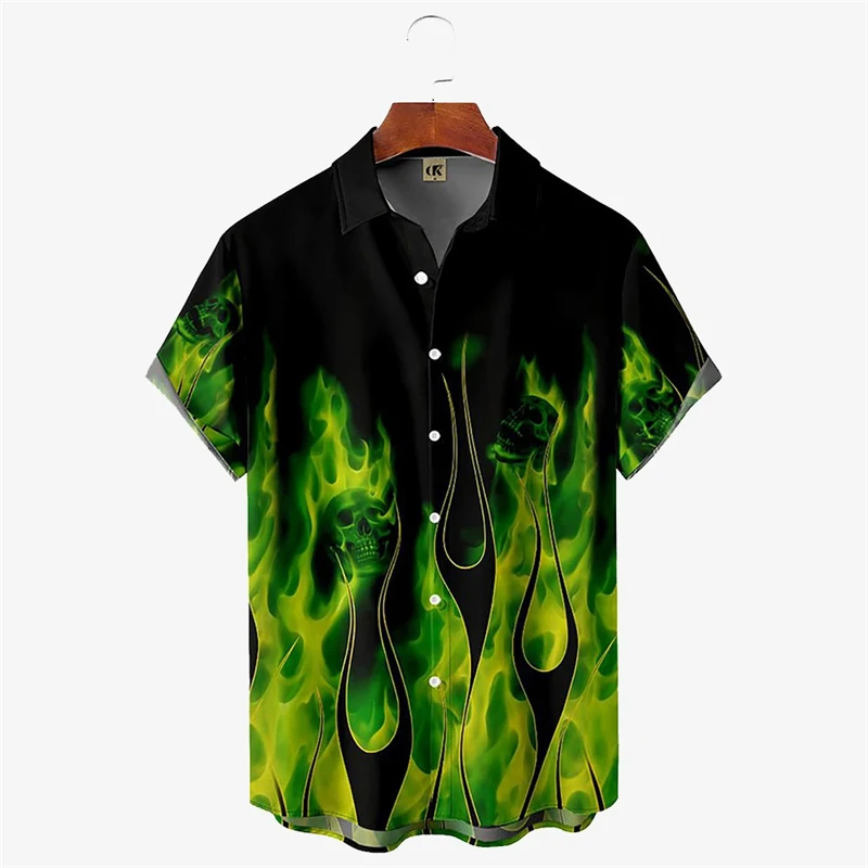 

Hawaiian Summer Men's Shirts Flame Pattern Tropical 3d Printed Oversized Beach Funny Vacation For Fashion Short Sleeve Sale Tops