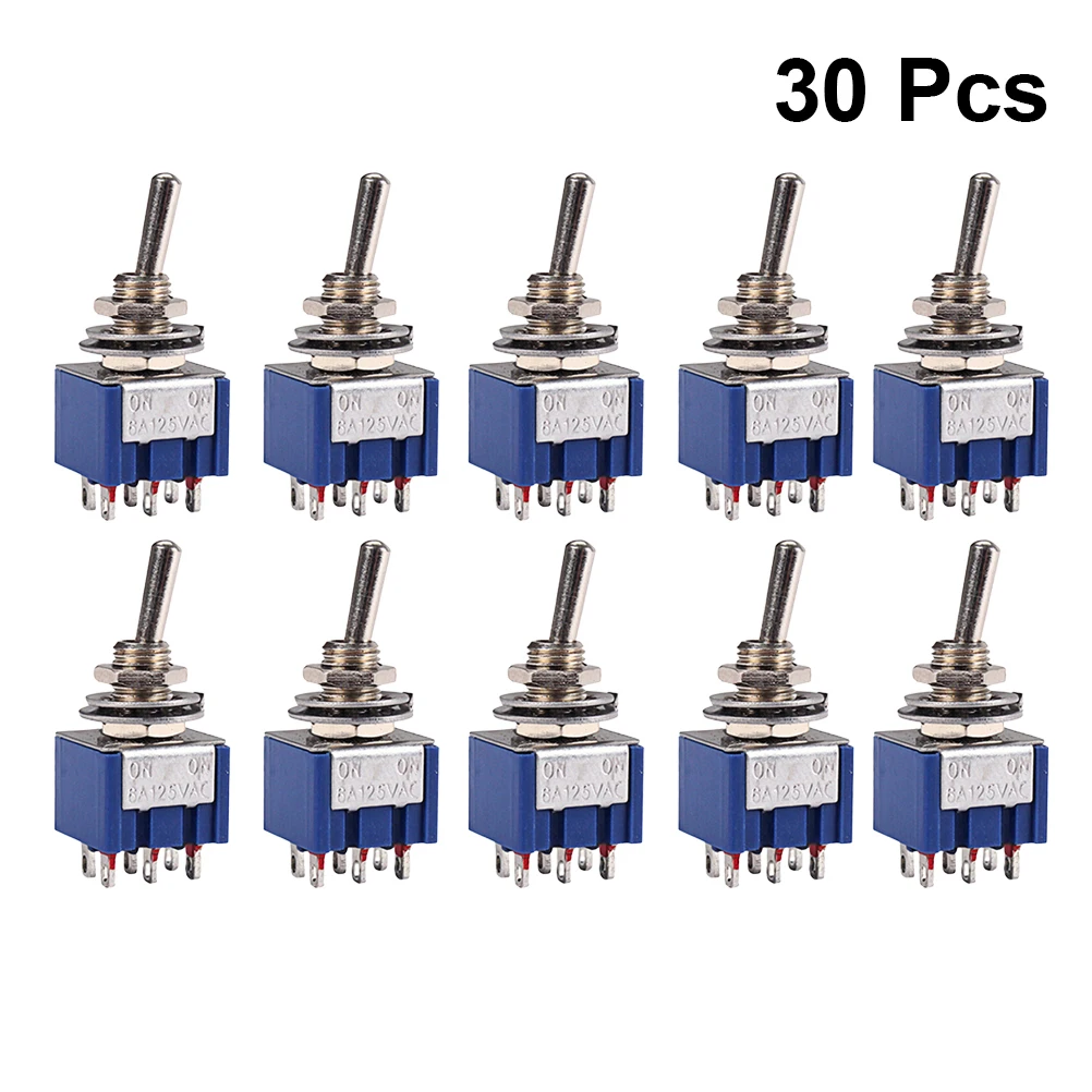 

30 шт., 6 футов, двухпозиционный тумблер с фиксацией Spdt, 6 А, 125 В, небесно-голубой, компактный маслостойкий электрооборудование, связь