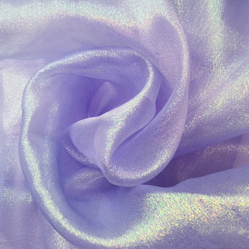 Sparkle Shiny Fabric, Magic Iridescent Organza, Holographic Translucent Cloth