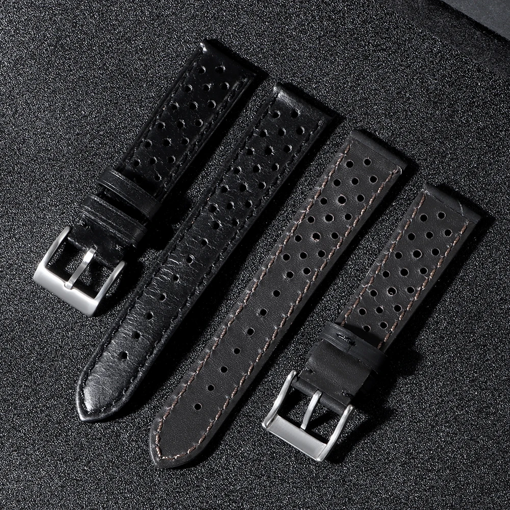 18mm 20mm 22mm Vintage Echtleder-Armband Universelles Rindsleder-Uhrenarmband Poliert & Matt Atmungsaktives Armband Sportgürtel-Accessoire – Detail 9