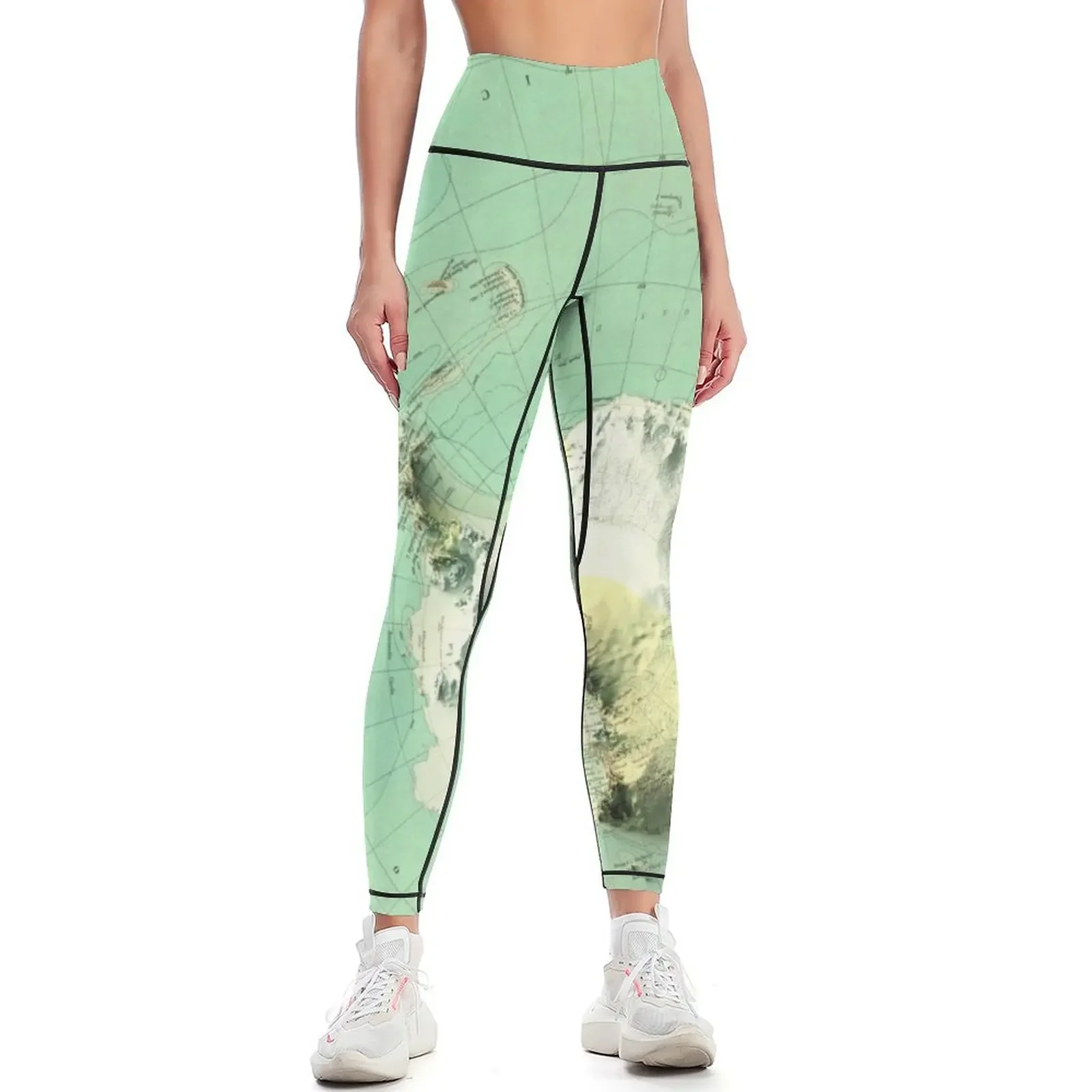 

1928 Antarctica Relief Map 3D digitally-rendered Leggings Women's push up sports shirts gym Womens Leggings