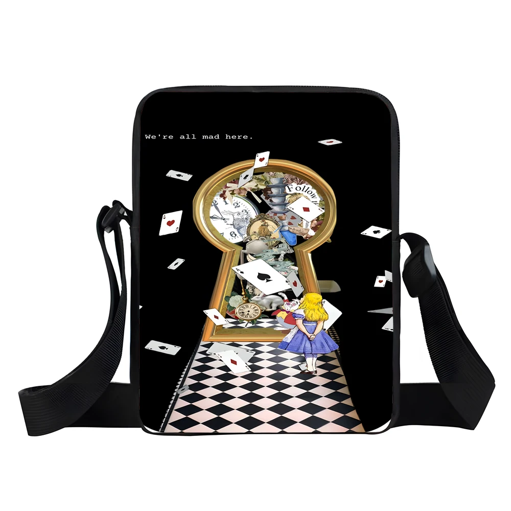 

Boy Girls Princess Alice in Wonderland Printed Shoulder Messenger Bag Child Casual Handbag Men Women Phone Bag Shopping Bag