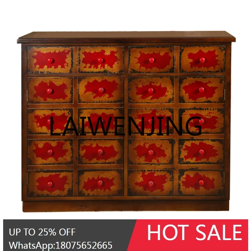 RWJ Vintage Furniture Distressed Living Room Painted Entrance Cabinet Shoe Cabinet Bedroom Decoration Side Cabinet