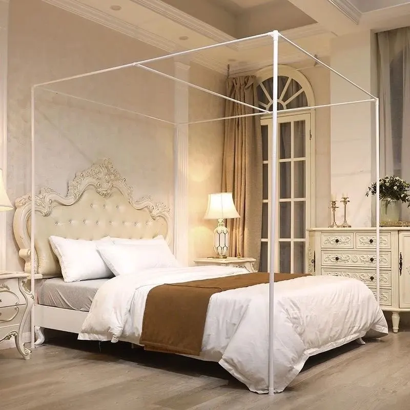Thickened Single Mosquito Net Painted Frame without Mosquito Net Court Style Iron Pole Geometric Pattern All Season Use