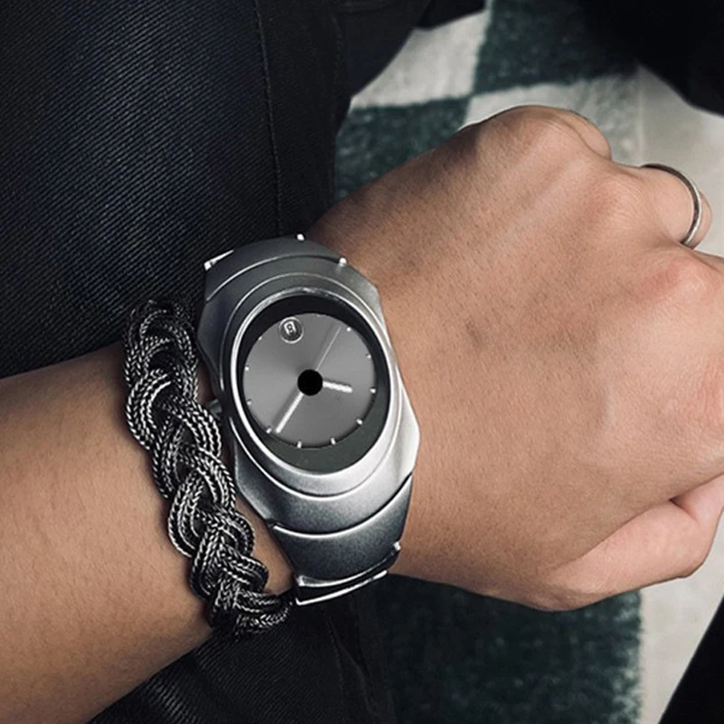 

PINTIME мужские кварцевые часы модные ретро Alien дизайн модные и атмосферные уличные стили мужские и женские водонепроницаемые кварцевые часы