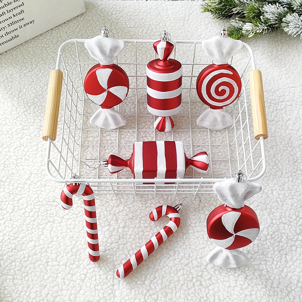 20/40cm Oversized Candy Cane Christmas Tree Pendant Christmas Decoration Wedding Red And White Painted Gold Party Home Decoratio