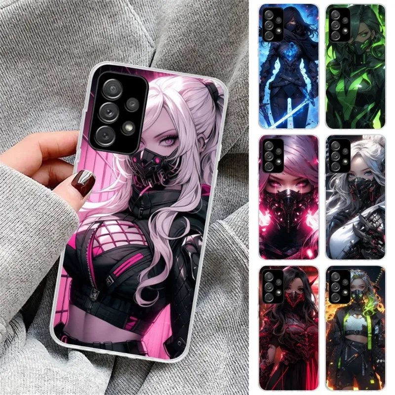 Worrier Girl Mobile Cell Phone Case for Samsung Galaxy S23 S22 S21 Plus Ultra A12 A32 A53 Clear Phone Cover Funda