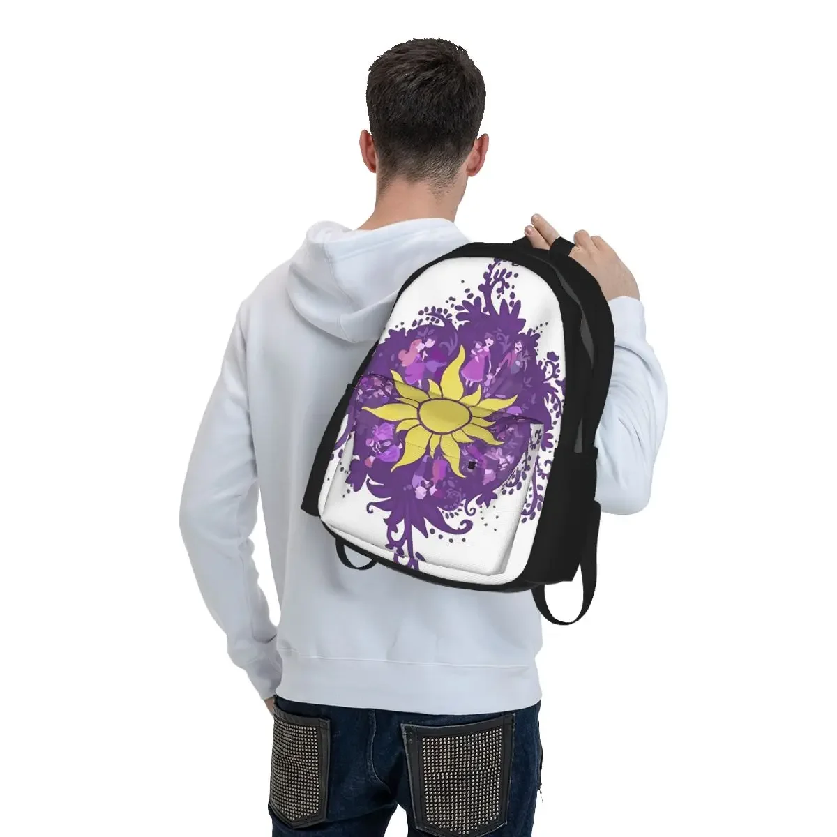 Tangled - Sun - Kingdom Dance Student Backpack School Bag Hiking Travel Daypack for Boys Girls Bookbag Shoulder Bags
