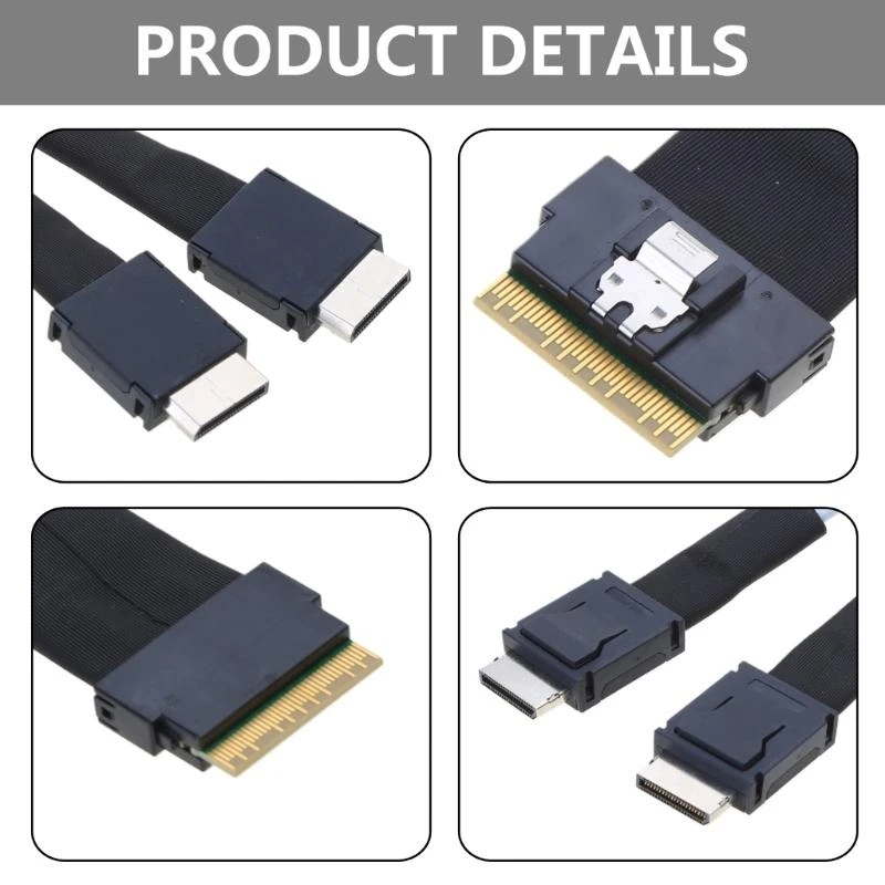 B03F SlimSAS 8X to 2x OCulink 4X, SFF-8654 8i to SFF-8611 4X 4ix2 Converters Cable 50cm 19.7in