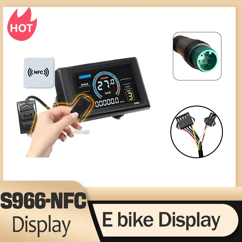 AliExpress kun ray UART2 S966-NFC Display Electric Bicycle Colorful Display E Scooter LCD Panel With NFC For Mountain EBike Parts Waterproof
