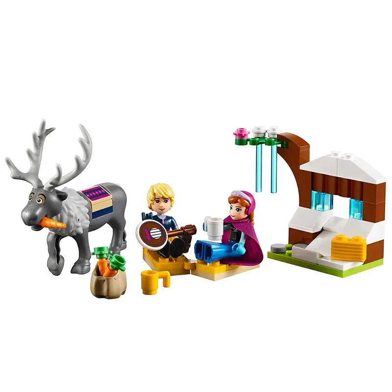 Princess Elsa Anna Skiing Sledge Building Blocks Girls Series Frozen Reindeer Sleigh Children Brainstorm Assembled Toys view 6