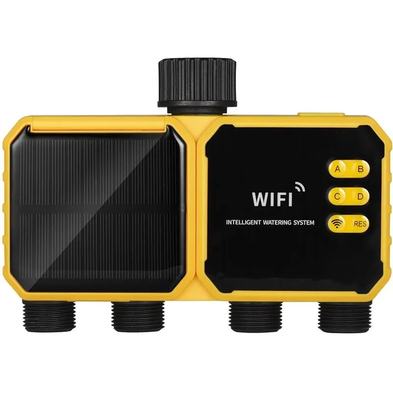 PORK-Solar Irrigation Timing Controller 4 Zone WIFI Automatic Irrigation System Outdoor Water Timer