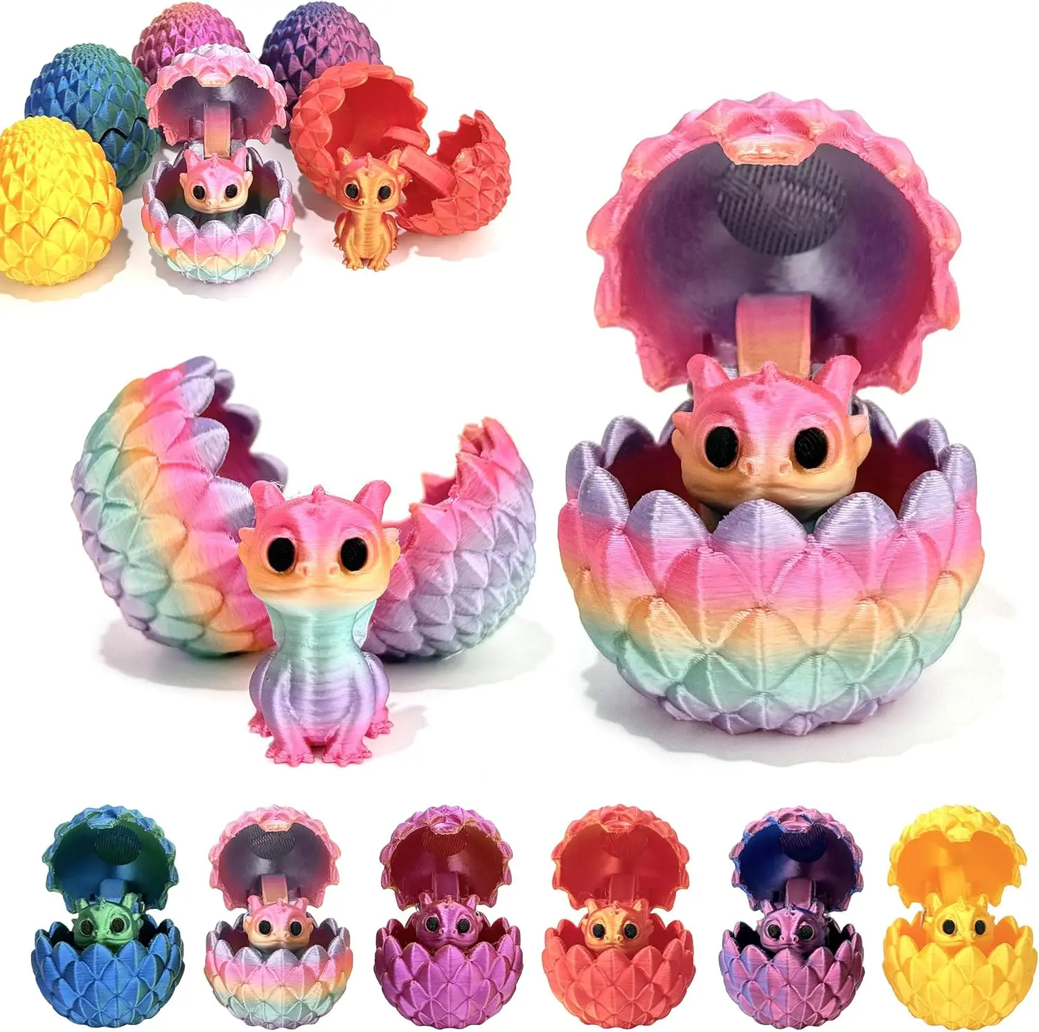 Ovo de Dragão Impresso em 3D, Mini Dragão Fofo com Rosto Aleatório, Conjunto de Animais Impressos em 3D, Decoração para Escritório em Casa, Presente de Aniversário