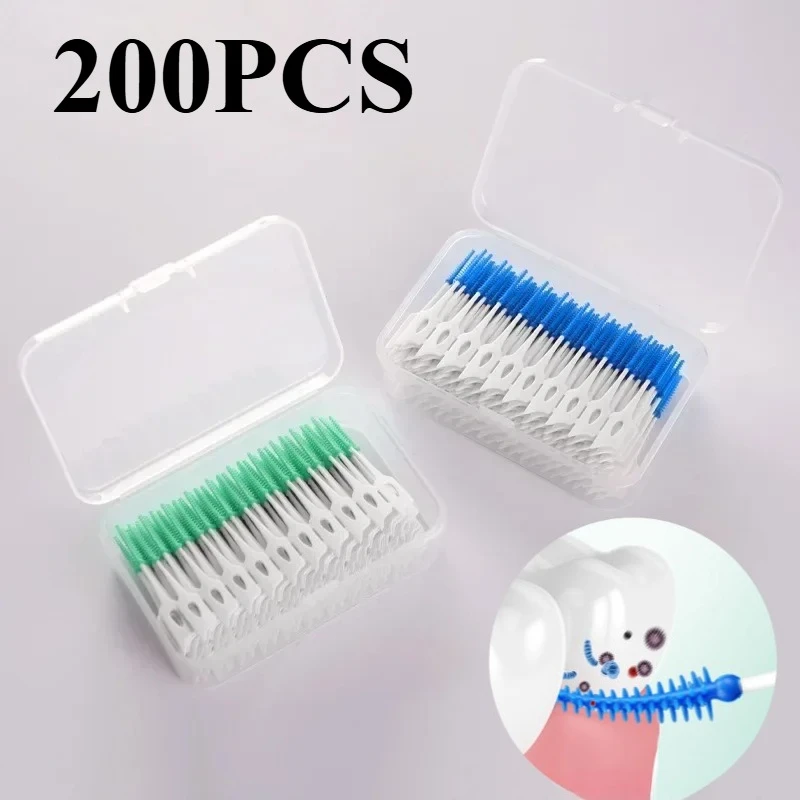 

120/200 шт. силиконовые межзубные щетки, зубочистки, щетка между зубами, силиконовые зубочистки с резьбой, инструмент для чистки полости рта