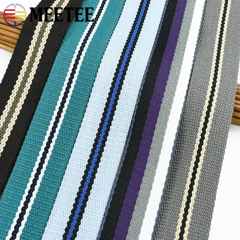 

2M 38mm Canvas Webbing Bands Stripe Bag Straps Waistband Cotton Ribbon Tapes Garment Decor Bias Binding DIY Bags Accessories