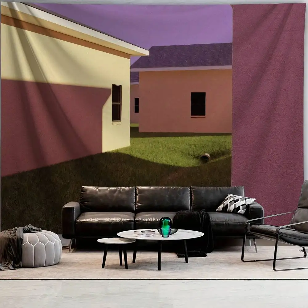 Dreamcore Pastoral Landscape Tapestry Wall Hanging Surreal Countryside House Hill Scenery Bedroom Dorm Home Wall Decor