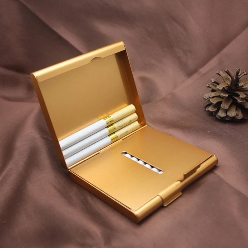 GWPPDMY 20 Sticks Fashion Double Layer Pipe Creative Personality Cigaret Case Metal Cigarette Case Cigarette Cigarette Holder