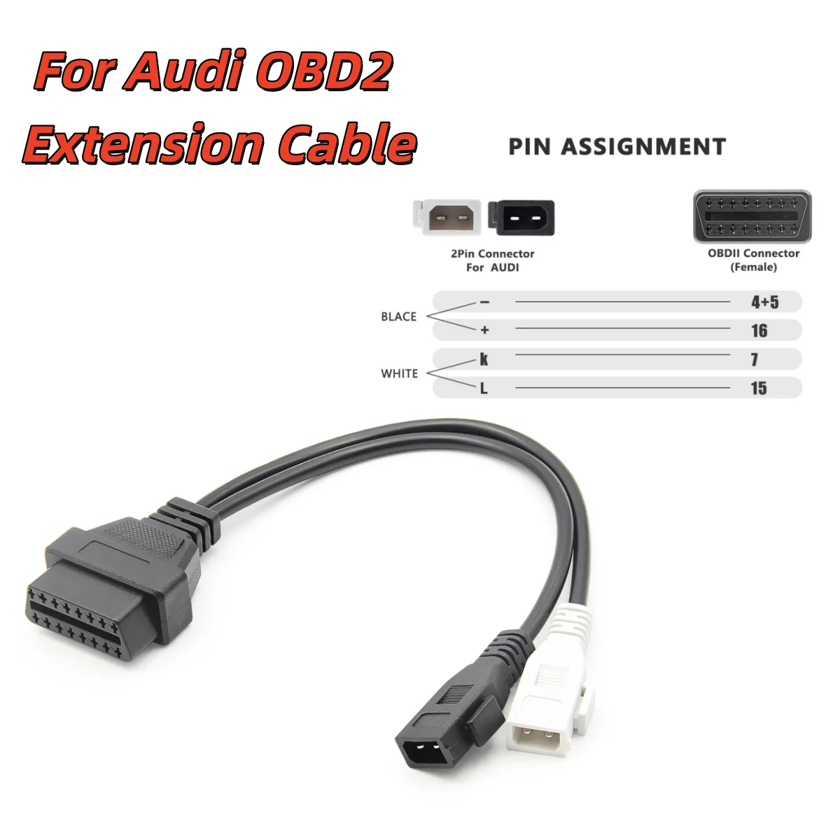Professional 2X2 OBD1 to OBD2 16Pin Adapter Cable for Audi VAG OBD1 OBD2 2P+2P Female Connector Car Diagnostic Old Models