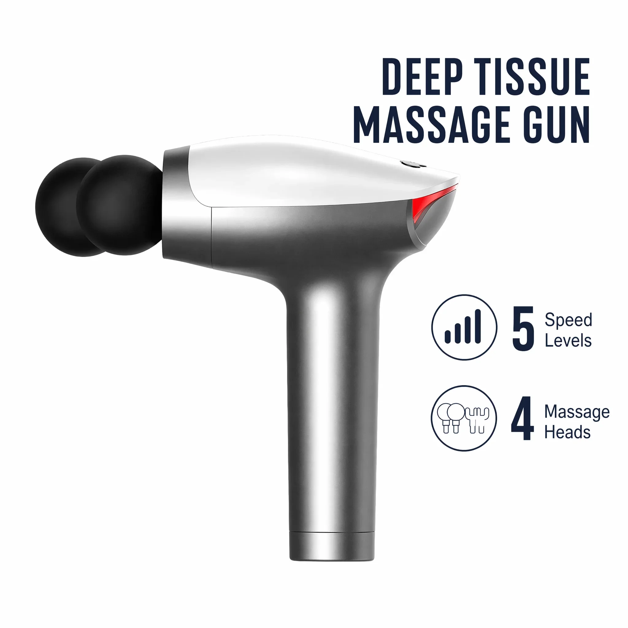 Dual-Head Fascia Gun 1500mAh Type-C Rechargeable Massage Gun LED Digital Display Deep Tissue Muscle Massager for BodyPain Relief