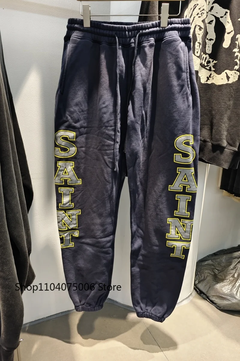 

Saint Men's Casual Joggers Vintage Letter Print Loose Fit Elastic Cuff Autumn Winter Sports Pants