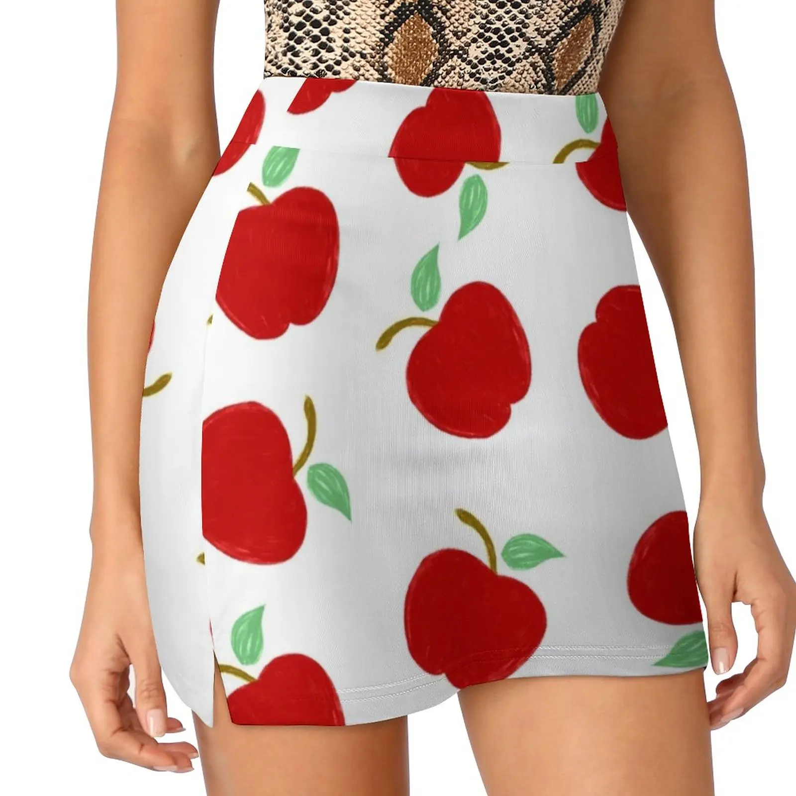 Cute Apples Women's skirt With Hide Pocket Tennis Skirt Golf Skirts Badminton Skirts Running skirts S Fruit Cute Red S Red