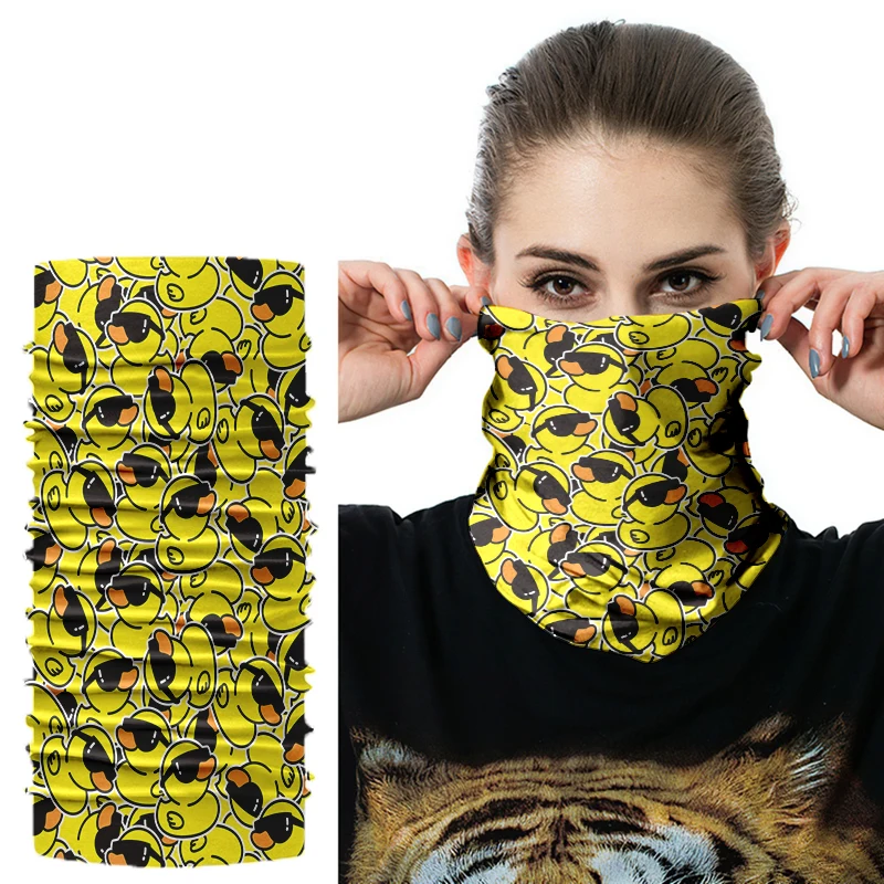 3D Yellow Duck Bandana Women Seamless Balaclava Buffs Cartoon Neck Scarf Windproof Sun Protection Cycling Fishing Face Mask