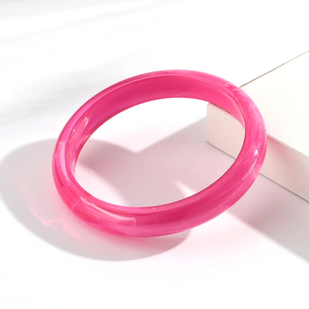 Women's Colorful Thin Round Acrylic Bangles, Boho Style