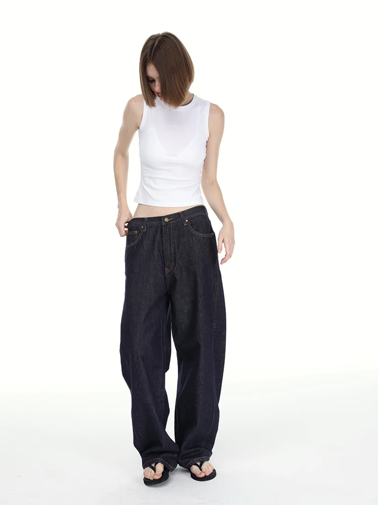 

Covertitle повседневные широкие джинсы с низкой талией брюки-бананы дизайн ножа для поездок на работу оригинальные джинсовые хлопковые эластичные джинсовые брюки на молнии