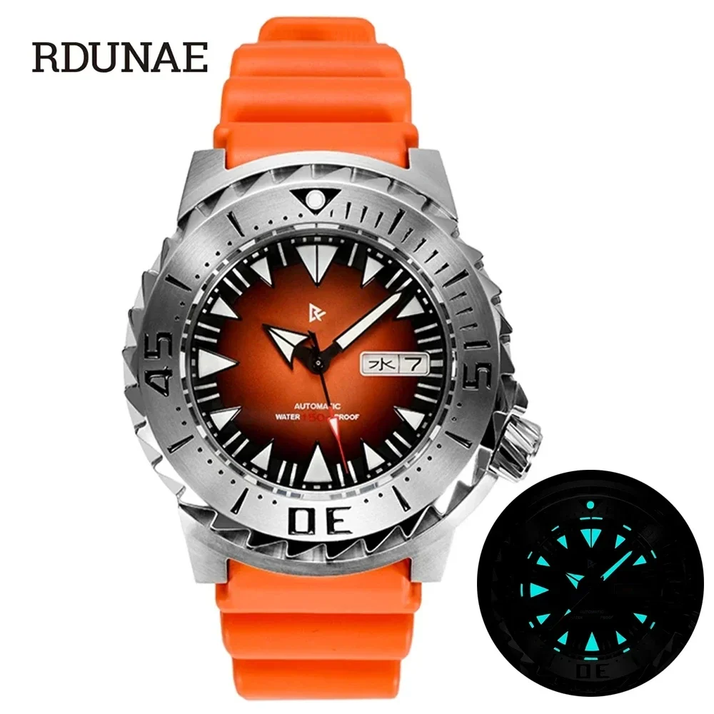 

RDUNAE R5 Monster Diving Wristwatch Mens Automatic Mechanical Watches Japan NH36 Movement Sapphire Waterproof reloj hombre