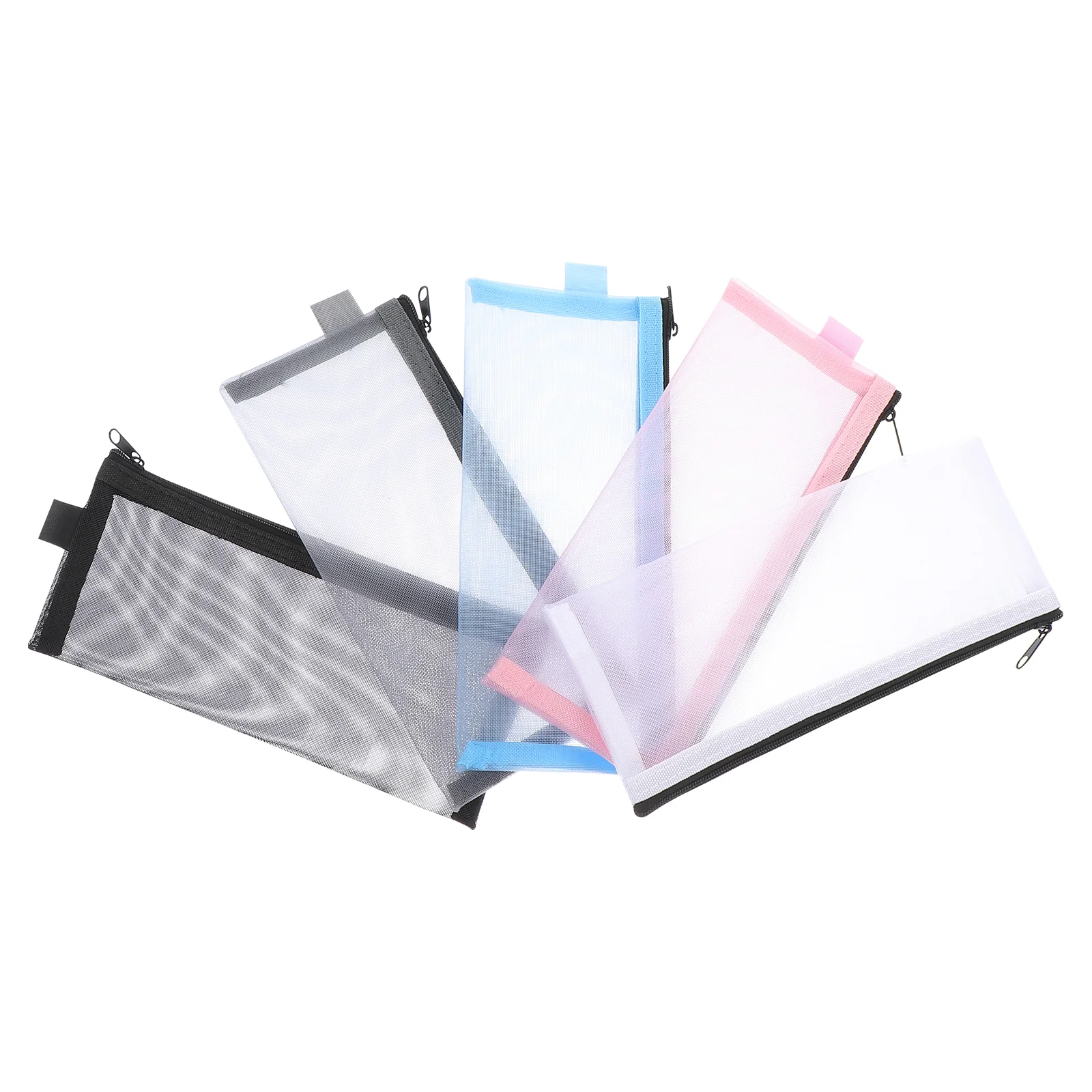 5 Pcs Mesh Pencil Case Bag Simple Stationery Bags Office Supply Dedicated Net Pouch Student Nylon