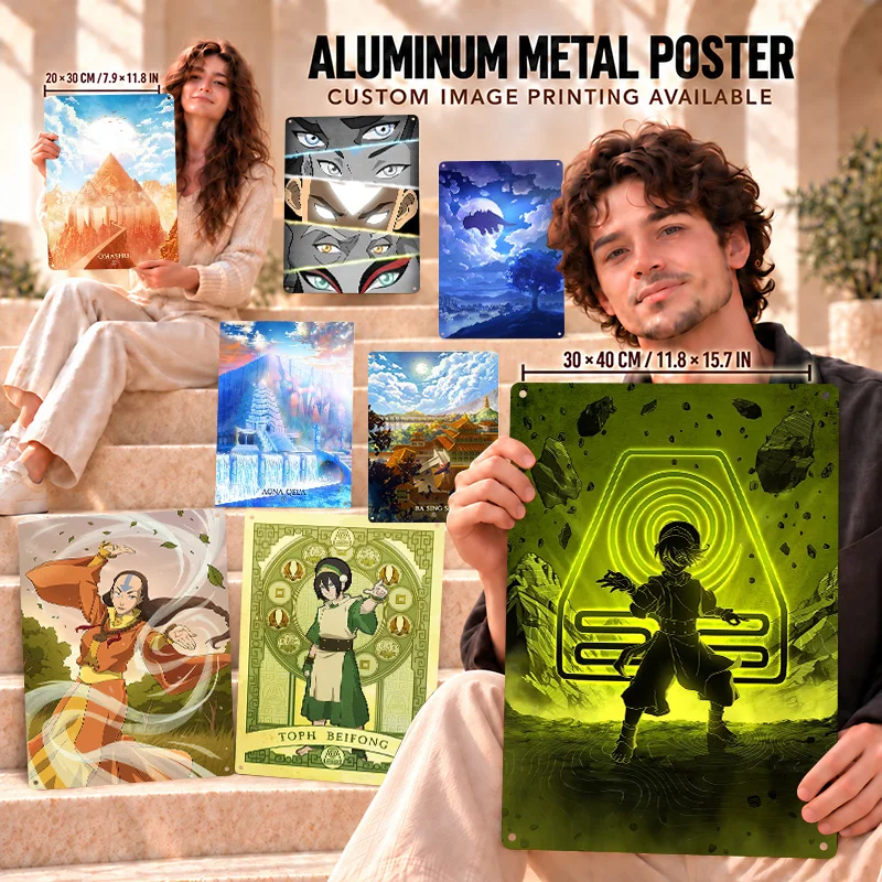 Avatar The Last Airbender Aluminum Posters Whimsical Kids Room Wall Art Customized Metal Sign Birthday Gift For Animation Lovers