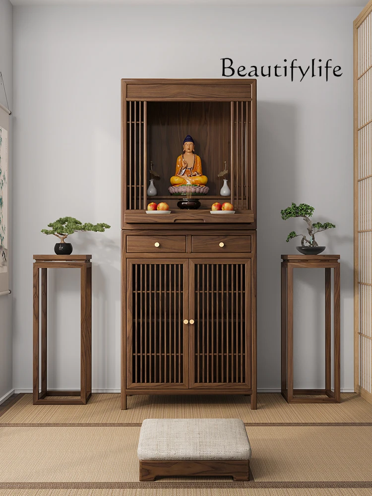 

God of Wealth Buddha Shrine Chinese Style Clothes Closet Solid Wood Household Buddha Cabinet God of Wealth Guan Gong Altar