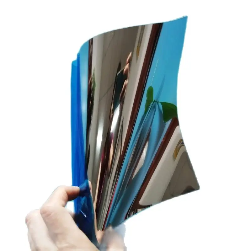 High Bright Mirror Self Adhesive Film, UV Reflective Light Opaque Film, Waterproof, 0.1mm, 0.15mm, 0.2mm, 50cm Width