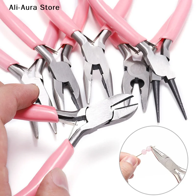 1Pcs  Mini Pliers Diagonal Round Bent Needle Nose Handcraft Beading Insulated Cutter Pliers For Jewelry Making Tools