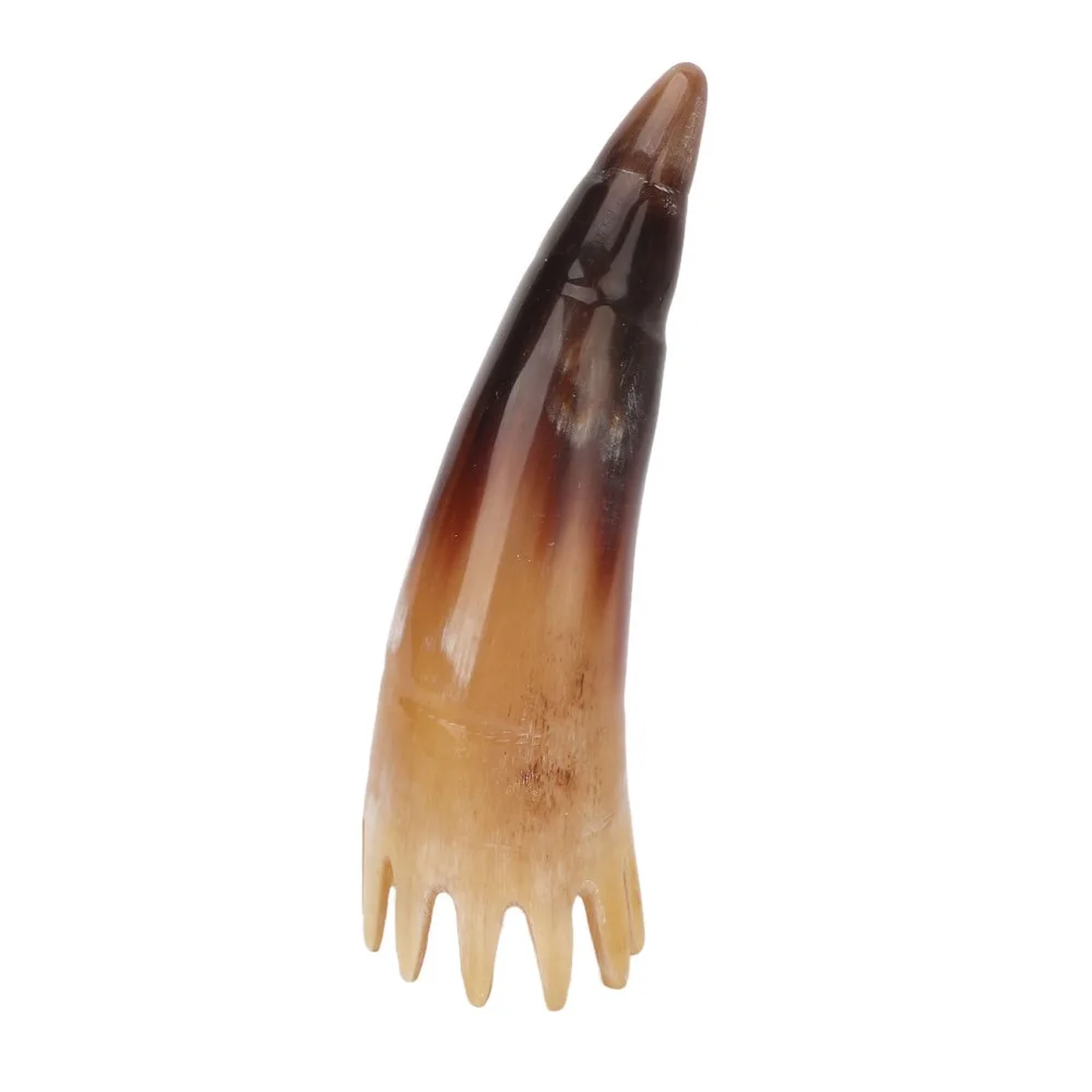 Buffalo Horn Horn Shape Hair Comb Lightweight Ergonomic Handle Scalp Massager Brush Smoothly Appearance Portable Wide Tooth Comb